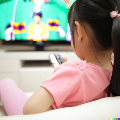 DALL·E 2023-04-10 06.10.17 - korean child watching english television show 
